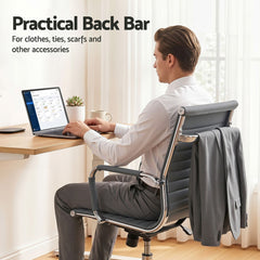 Artiss Office Chair Conference Chairs PU Leather Mid Back Grey