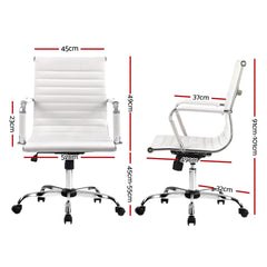 Artiss Office Chair Conference Chairs PU Leather Mid Back White