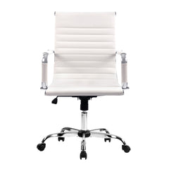 Artiss Office Chair Conference Chairs PU Leather Mid Back White