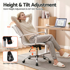 Artiss Office Chair Conference Chairs PU Leather Mid Back White