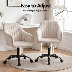 Artiss Office Chair Velvet Seat Cream