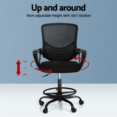 Artiss Office Chair Drafting Stool Mesh Chairs Black