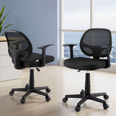 Artiss 2x Mesh Office Chair Computer Gaming Desk Chairs Work Study Mid Back Black