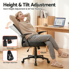 Artiss Mesh Office Chair Mid Back Black