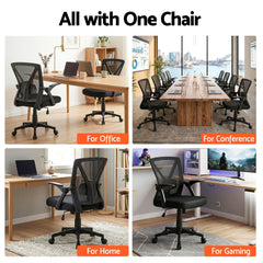 Artiss Mesh Office Chair Mid Back Black
