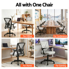 Artiss Mesh Office Chair Mid Back Grey
