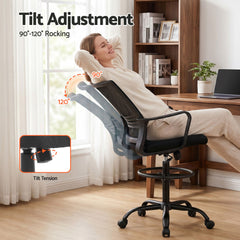 Artiss Office Chair Drafting Chairs Stool Computer Desk Studios Mesh Black