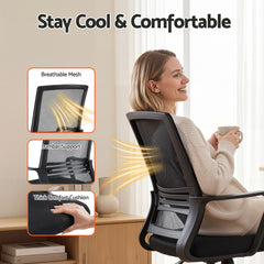 Artiss Office Chair Drafting Chairs Stool Computer Desk Studios Mesh Black