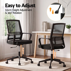Artiss Mesh Office Chair Mid Back Black