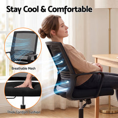 Artiss Mesh Office Chair Mid Back Black