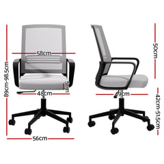 Artiss Mesh Office Chair Mid Back Grey