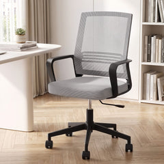 Artiss Mesh Office Chair Mid Back Grey