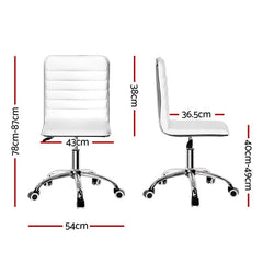 Artiss Office Chair Conference Chairs PU Leather Low Back White