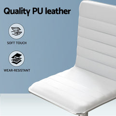 Artiss Office Chair Conference Chairs PU Leather Low Back White