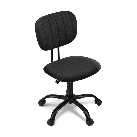 Artiss Armless Office Chair with Wheels, Ergonomic 360° Swivel Home Office Desk Chair, Height Adjustable Computer Task Chair with Fabric Back and Seat for Small Space, Black