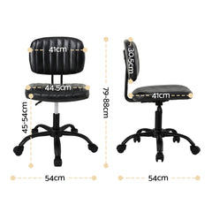 Artiss Armless Office Chair with Wheels, Ergonomic PU Leather Office Desk Chair, Height Adjustable 360° Swivel Computer Task Chair for Home Office, Study Room & Small Space, Black