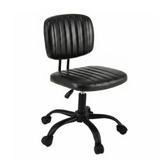 Artiss Armless Office Chair with Wheels, Ergonomic PU Leather Office Desk Chair, Height Adjustable 360° Swivel Computer Task Chair for Home Office, Study Room & Small Space, Black