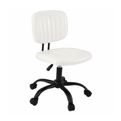 Artiss Armless Office Chair with Wheels, Ergonomic PU Leather Office Desk Chair, Height Adjustable 360° Swivel Computer Task Chair for Home Office, Study Room & Small Space, White