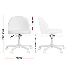 Artiss Office Chair Armless Swivel Vanity Desk Chair with Wheels Teddy Fleece White