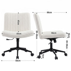 Artiss Armless Cross Legged Office Chair Wide Seat Vanity Chair Teddy Fleece Beige