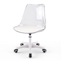 Artiss Clear Acrylic Office Chair Armless Swivel Vanity Desk Chair Mondern White