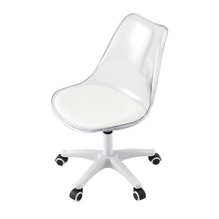 Artiss Clear Acrylic Office Chair Armless Swivel Vanity Desk Chair Mondern White