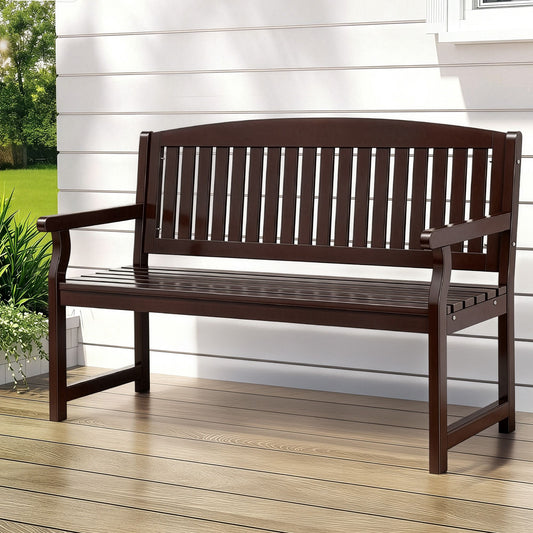 Gardeon Outdoor Garden Bench Wooden 2 Seater Lounge Chair Patio Furniture Brown