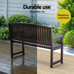 Gardeon Outdoor Garden Bench Wooden 2 Seater Lounge Chair Patio Furniture Brown