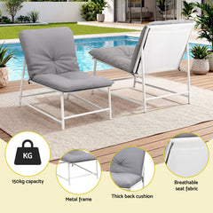 Gardeon 5-Piece Outdoor Sofa Set with Cushions table and Chairs White