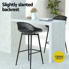 Gardeon 2x Outdoor Bar Stools Plastic Black