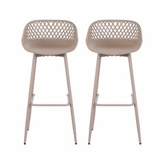Gardeon 2PC Outdoor Bar Stools Plastic Metal Dining Chair Patio Furniture Coffee