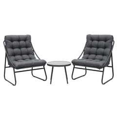 Gardeon 3PC Outdoor Bistro Set Patio Furniture Table and Chairs Steel Dining Chair