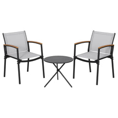 Gardeon 3PC Outdoor Bistro Set Table and Chairs Steel Dining Chair Patio Furniture Textilene