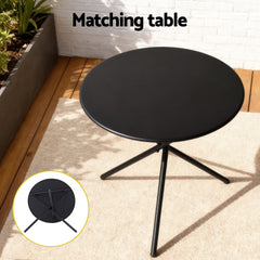Gardeon 3PC Outdoor Bistro Set Table and Chairs Steel Dining Chair Patio Furniture Textilene