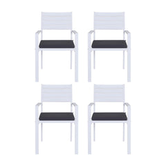 Gardeon 4PC Outdoor Dining Chairs Stackable Aluminum Lounge Chair Patio Furniture