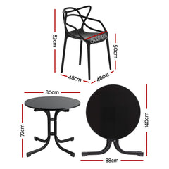Gardeon 5PCS Outdoor Dining Set Table and Chairs Garden Patio Furniture Entwine Black