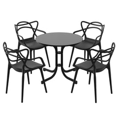Gardeon 5PCS Outdoor Dining Set Table and Chairs Garden Patio Furniture Entwine Black