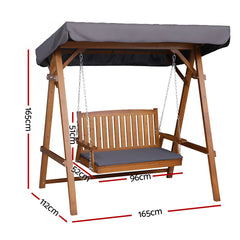 Gardeon Swing Chair Wooden Garden Bench Canopy 2 Seater Outdoor Furniture