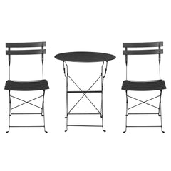 Gardeon 3PC Outdoor Bistro Set Steel Table and Chairs Patio Furniture Black