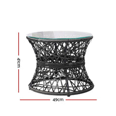 Gardeon Outdoor Lounge Setting Furniture Wicker Papasan Chairs Table Patio Black