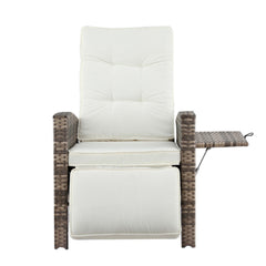 Gardeon Outdoor Recliner Chairs Sun lounge Wicker Lounger Patio Furniture Adjustable Brown