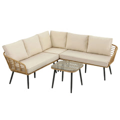 Gardeon 4-Piece Modular Outdoor Sofa Set with Cushions 5 Seater Rattan Furniture