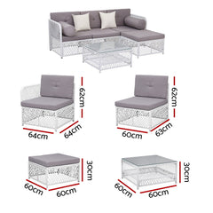 Gardeon 4 Seater Outdoor Sofa Set 5PCS Table Chair Set Garden Patio Furniture