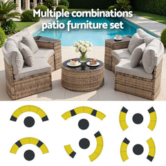 Gardeon 4 Seater Outdoor Sofa Set 7PCS Table Chair Brown Rattan Patio Furniture