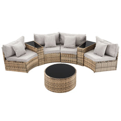 Gardeon 4 Seater Outdoor Sofa Set 7PCS Table Chair Brown Rattan Patio Furniture