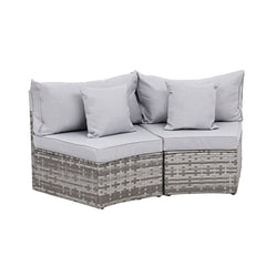 Gardeon 2 PCS Outdoor Sofa Set Rattan Modular Chair Garden Patio Furniture Grey