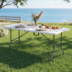 Gardeon 180cm Folding Table Portable Fold-in-Half with Handle Camping Picnic