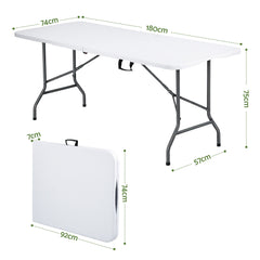 Gardeon 180cm Folding Table Portable Fold-in-Half with Handle Camping Picnic