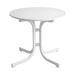 Gardeon Outdoor Side Table 80cm Folding Steel Round Bistro Desk Cafe Patio Furniture White