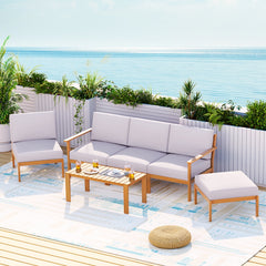 Gardeon 5-Seater Outdoor Sofa Set Wooden Lounge Setting 6PCS